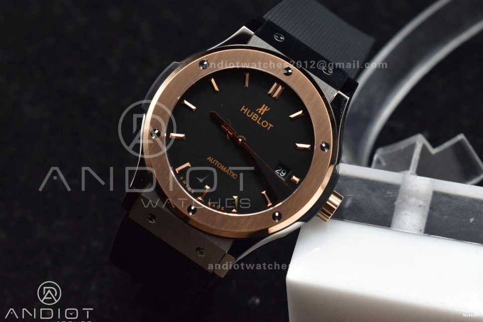 Best Dial Gummy Fusion Black 1:1 45mm RG Classic on Black HBF Strap A2892 Edition 0320